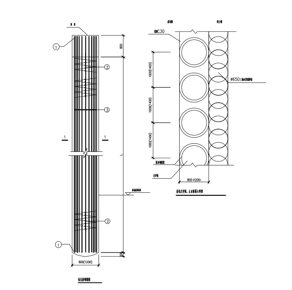 灌注桩加预应力锚索支护大样图（CAD、7张）-钻孔桩钢筋图