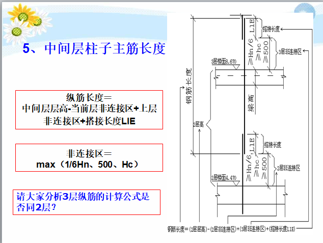 柱钢筋计算方法-柱子主筋长度计算