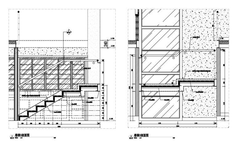 [西安]胡桃里效果图+PDF施工图（附电气图、给排水）-楼梯剖面图大样