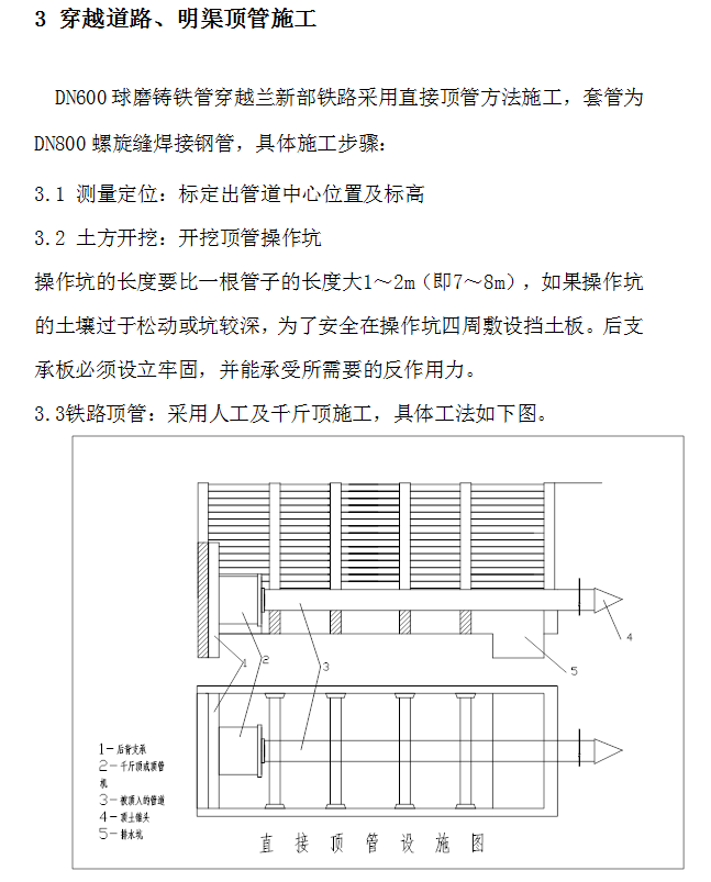 给水工程技术标书-穿越道路、明渠顶管施工