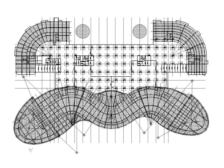 办公楼平面图设计图资料下载-[甘肃]地上九层“弓箭”形状复杂结构信息办公大楼结构初步设计图