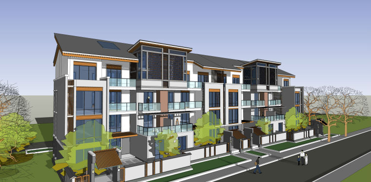 乡村中式住宅模型资料下载-新中式风格住宅SU模型
