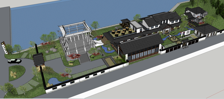 中式园设计图资料下载-中式风格养生园SketchUp模型