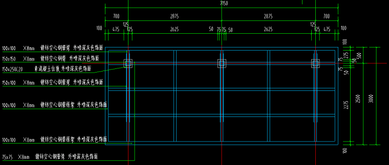 弧形自行车棚图纸资料下载-某小区钢结构车棚（CAD图纸和PKPMV3.1.6模型）可以参考一下