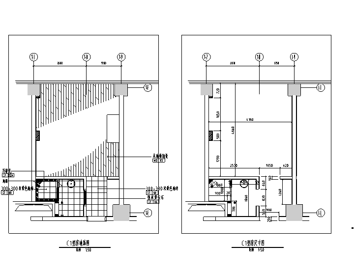 国际公寓平面资料下载-[上海]礼顿国际公寓C1F1G1型样板间施工图