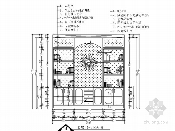 [广东]欧式三居室样板间装修设计施工图（含效果）书柜立面图