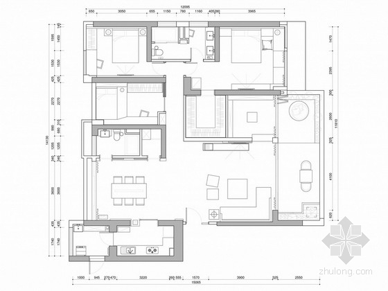 住宅现代高层资料下载-[佛山]超高层住宅现代四居室样板间设计方案