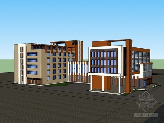厂房办公楼装修设计资料下载-厂房区办公楼sketchup模型下载