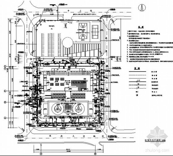 某化工厂给排水管线布置图资料下载-广东某海关室外给排水管网布置图