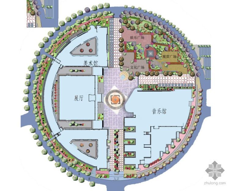 景观平面图JPG资料下载-某高校艺术学院前景观平面图