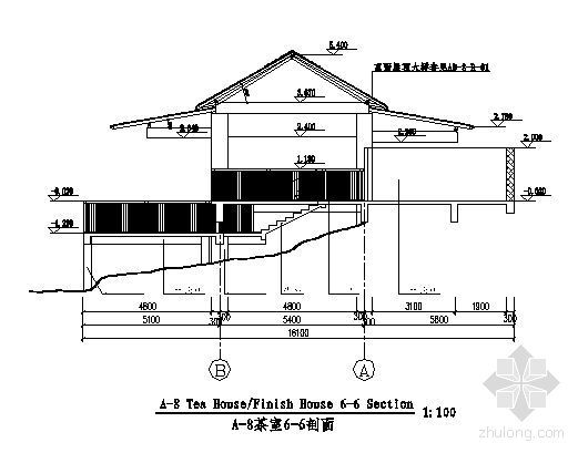 某休闲茶厅建筑方案图-3