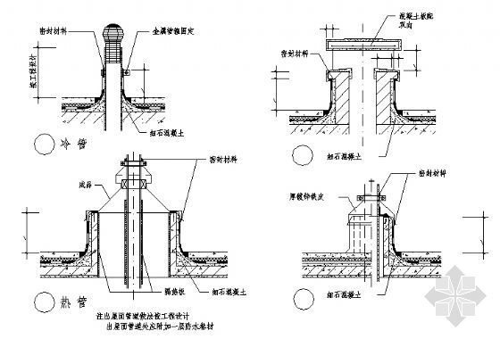 屋面构造示意图资料下载-管道出屋面构造示意图