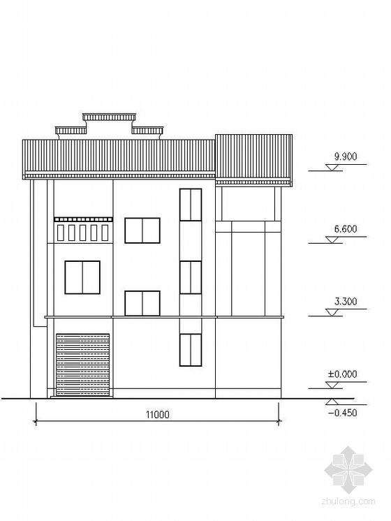 [新农村]3层现代风格家庭独栋别墅设计施工图（含效果图）-3层现代风格家庭独栋别墅立面图