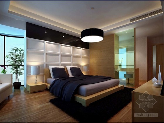 客厅卧室3D模型资料下载-现代时尚卧室3D模型下载