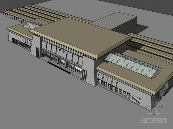 火车站区城市设计资料下载-保定火车站SketchUp建筑模型