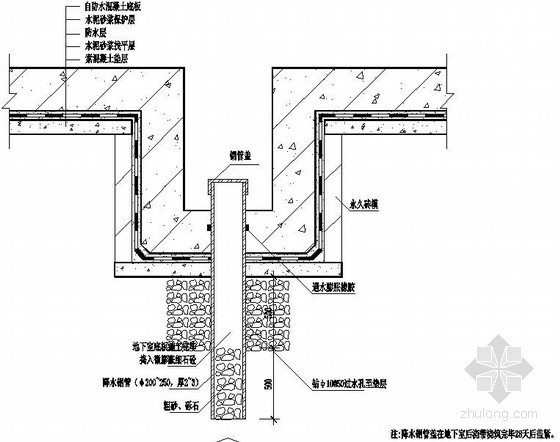 屋面排水大样CAD资料下载-地下室深基坑抽、排水预埋井构造大样