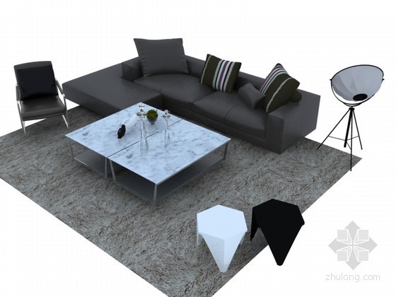 现代茶几组合模型资料下载-现代沙发茶几3D模型下载