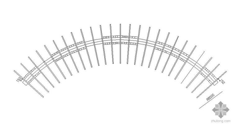 景观弧形凳资料下载-某小区弧形花架施工详图