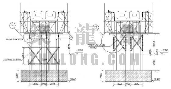 建筑施工钢桥梁施工规范资料下载-26米跨过河箱型桥梁施工平台钢桁架施工图