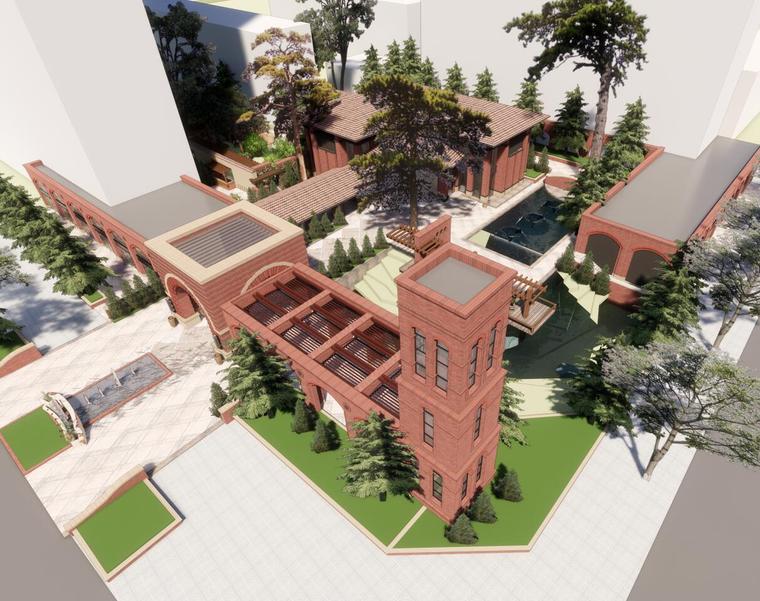 泰禾示范区模型修改资料下载-红砖售楼处示范区建筑模型设计（2018年）