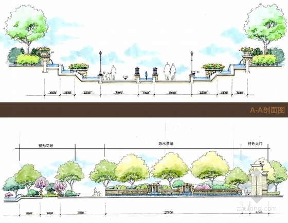 [沈阳]欧洲古典风格住宅景观规划设计方案-景观立面图