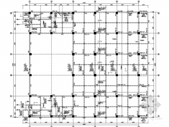 [浙江]42层框筒双塔酒店及商务办公楼结构图（280张图、带空中连廊）-裙房三层结构图