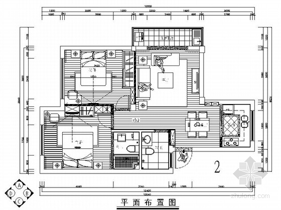 现代风格装修案例施工图资料下载-简约现代风格两居室装修施工图
