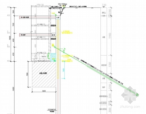 [福建]16米深基坑排桩加两道混凝土内支撑支护施工图（通过专家论证）-基坑支护剖面图2