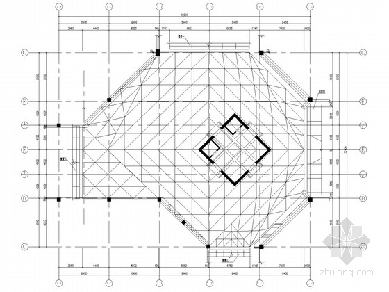 中庭结构施工图资料下载-商业广场中庭大跨度钢结构施工图