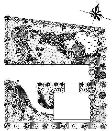 CAD庭院植物配置资料下载-某别墅庭院植物配置设计