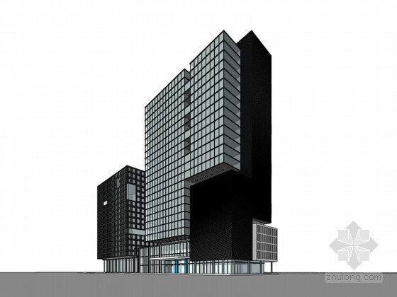 现代钢结构观光楼草图模型资料下载-现代大气办公楼SketchUp模型下载