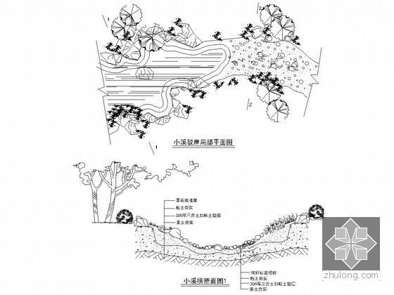 园林水景施工图图集-小溪驳岸