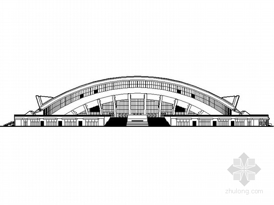 CAD拱形资料下载-[河北]三层框架结构拱形体育馆建筑施工图