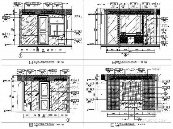 [广东]高档现代风格四层别墅室内装修施工图（含效果）卫生间立面图