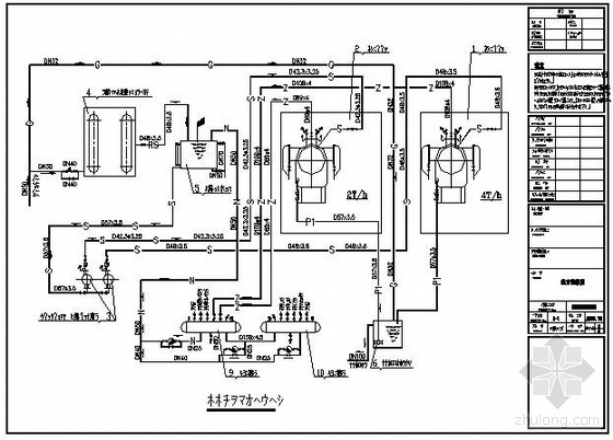 燃气锅炉房cad资料下载-某燃气锅炉房管道平面设计图