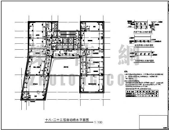 高层办公消防平面图cad资料下载-某高层建筑给排水消防平面图