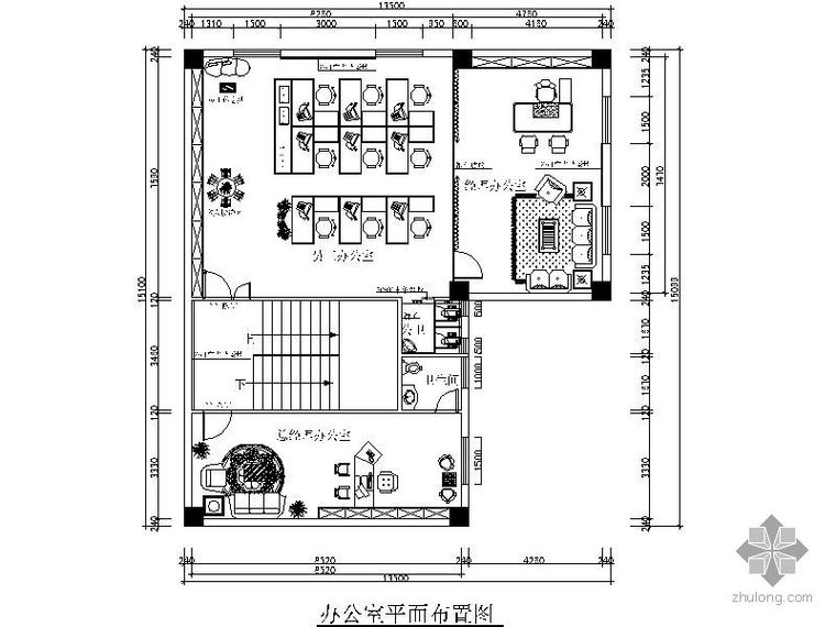 商会办公室平面图资料下载-某公司办公室平面图