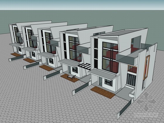 住宅底商sketchup资料下载-现代住宅SketchUp模型下载