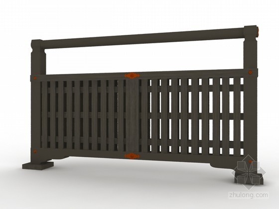 围栏大门设计图资料下载-日式栅栏3d模型下载