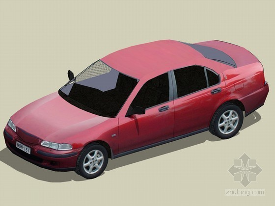 小汽车CAD模型资料下载-红色轿车SketchUp模型下载