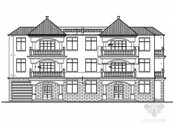 CAD三层中式双拼别墅资料下载-[海口]某三层双拼别墅建筑施工图