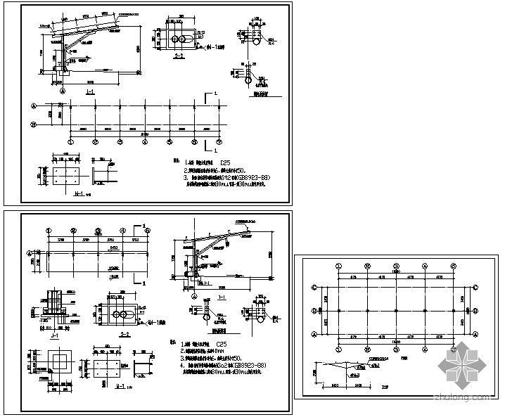 车棚钢结构设计方案资料下载-某简易车棚结构设计图