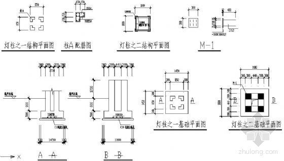 灯柱节点设计详图资料下载-广场灯柱结构详图