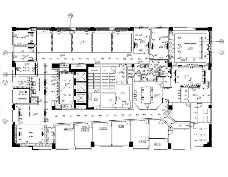 现代混搭风格凯隆地产办公室装修设计施工图+效果图-5吊顶布置图_看图王