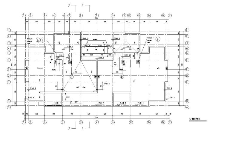 [吉林]沈阳大榆树欧陆风格居住区建筑施工图（CAD）-屋顶平面图