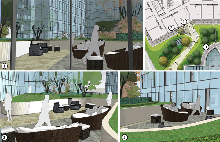 [上海]多元化商务区景观方案设计-屋顶花园空间效果图