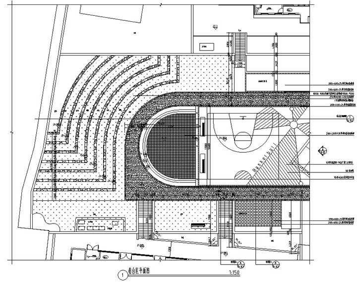 [浙江]某中学校园环境景观改造设计施工图-看台区平面图