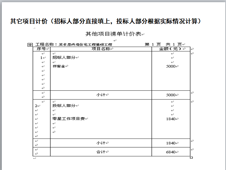 工程量清单计价实例-清单计价表