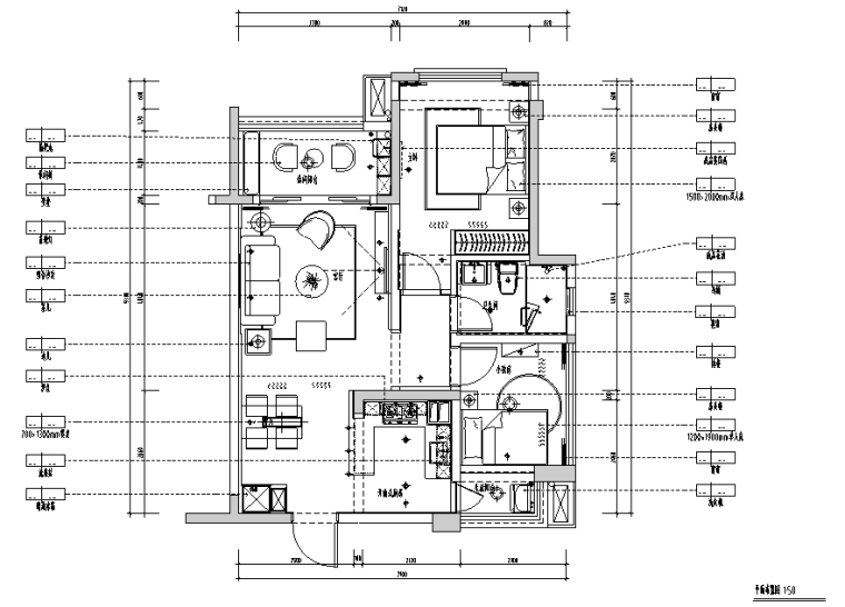 2居室图纸资料下载-北欧风格二居室住宅设计施工图（附效果图+模型）