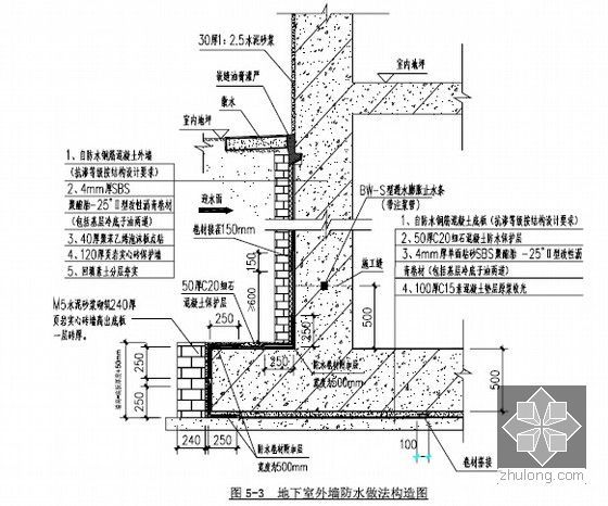 [四川]框架结构商业综合体地下室防水施工方案-抗浮锚杆防水节点大样